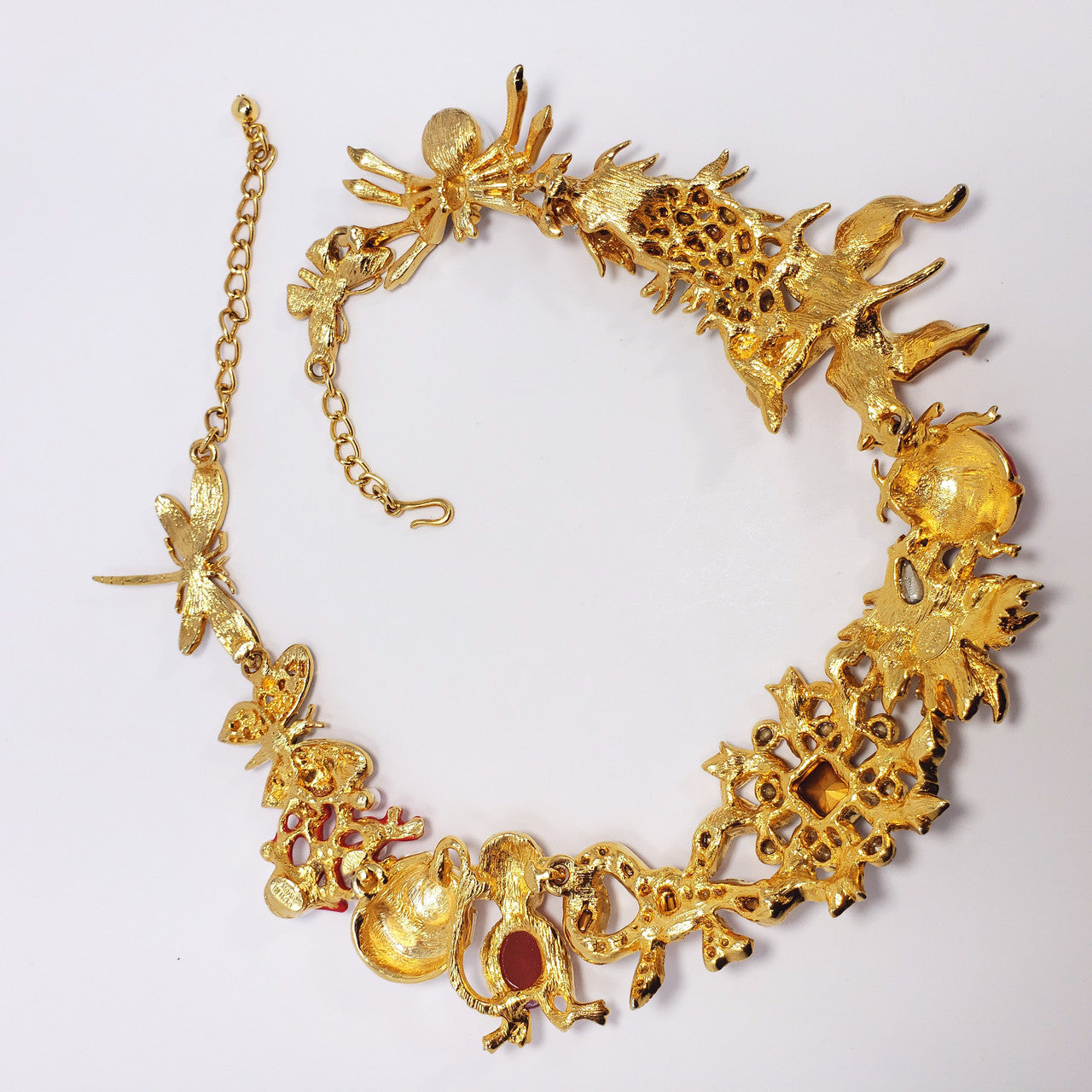 Kenneth Jay Lane Ornate Colorful Crystal Kaleidoscope Necklace in Gold