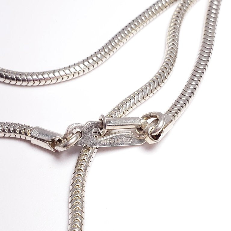 Antique Victorian Triple Drop & Tassel Pendant Necklace in Mesh Silver Setting