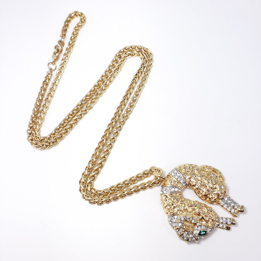 KJL Kenneth Jay Lane Fleece Sheep with Pave Crystals Necklace in Gold and Silver