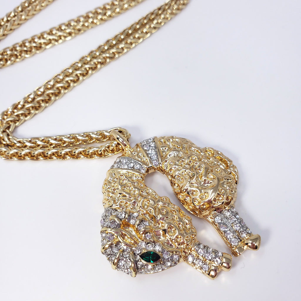 KJL Kenneth Jay Lane Fleece Sheep with Pave Crystals Necklace in Gold and Silver