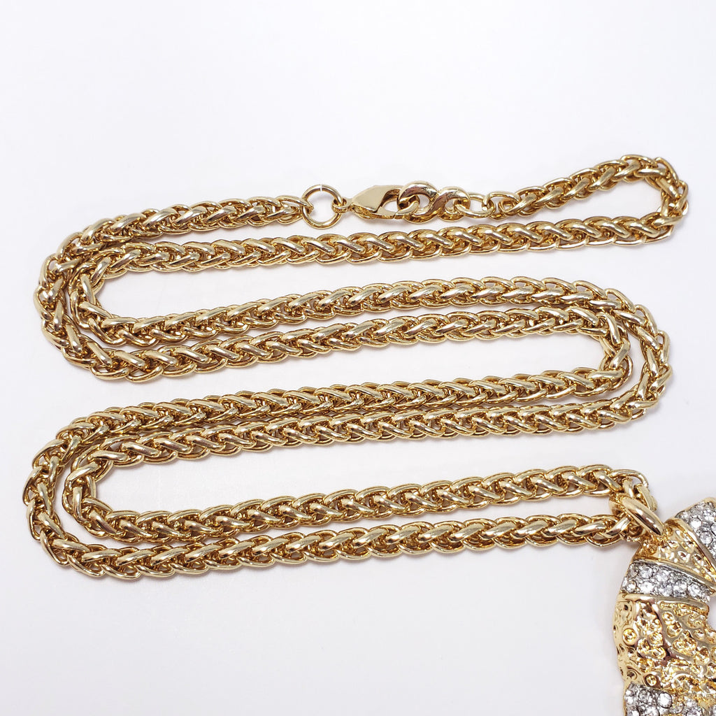 KJL Kenneth Jay Lane Fleece Sheep with Pave Crystals Necklace in Gold and Silver