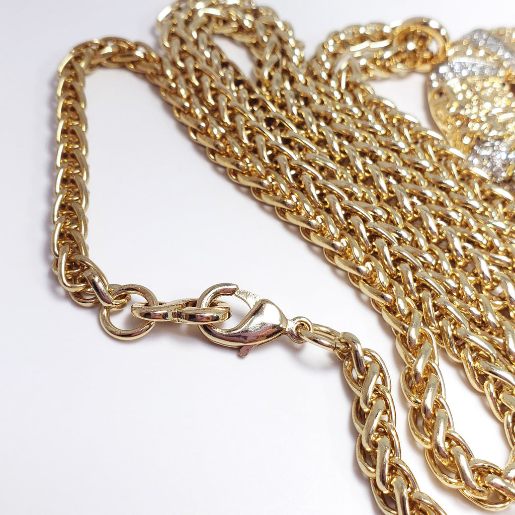 KJL Kenneth Jay Lane Fleece Sheep with Pave Crystals Necklace in Gold and Silver