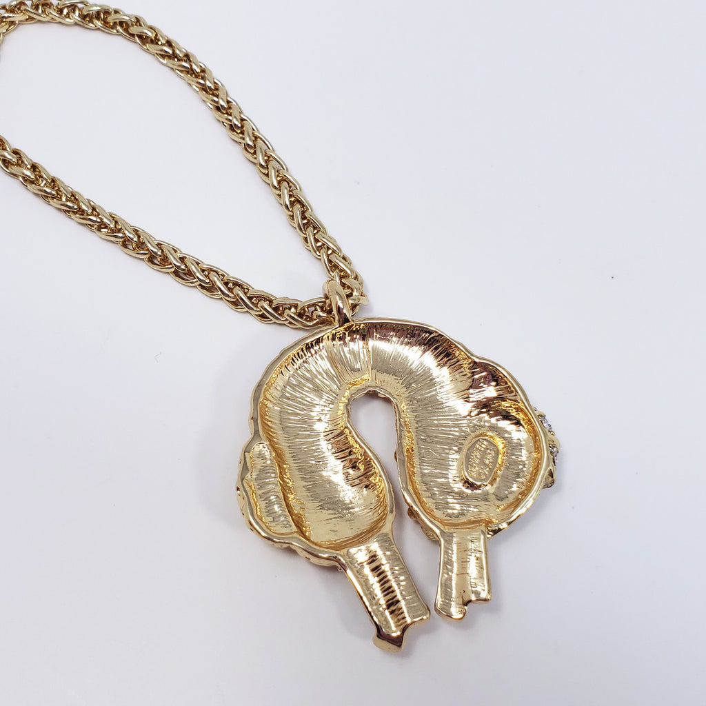 KJL Kenneth Jay Lane Fleece Sheep with Pave Crystals Necklace in Gold and Silver