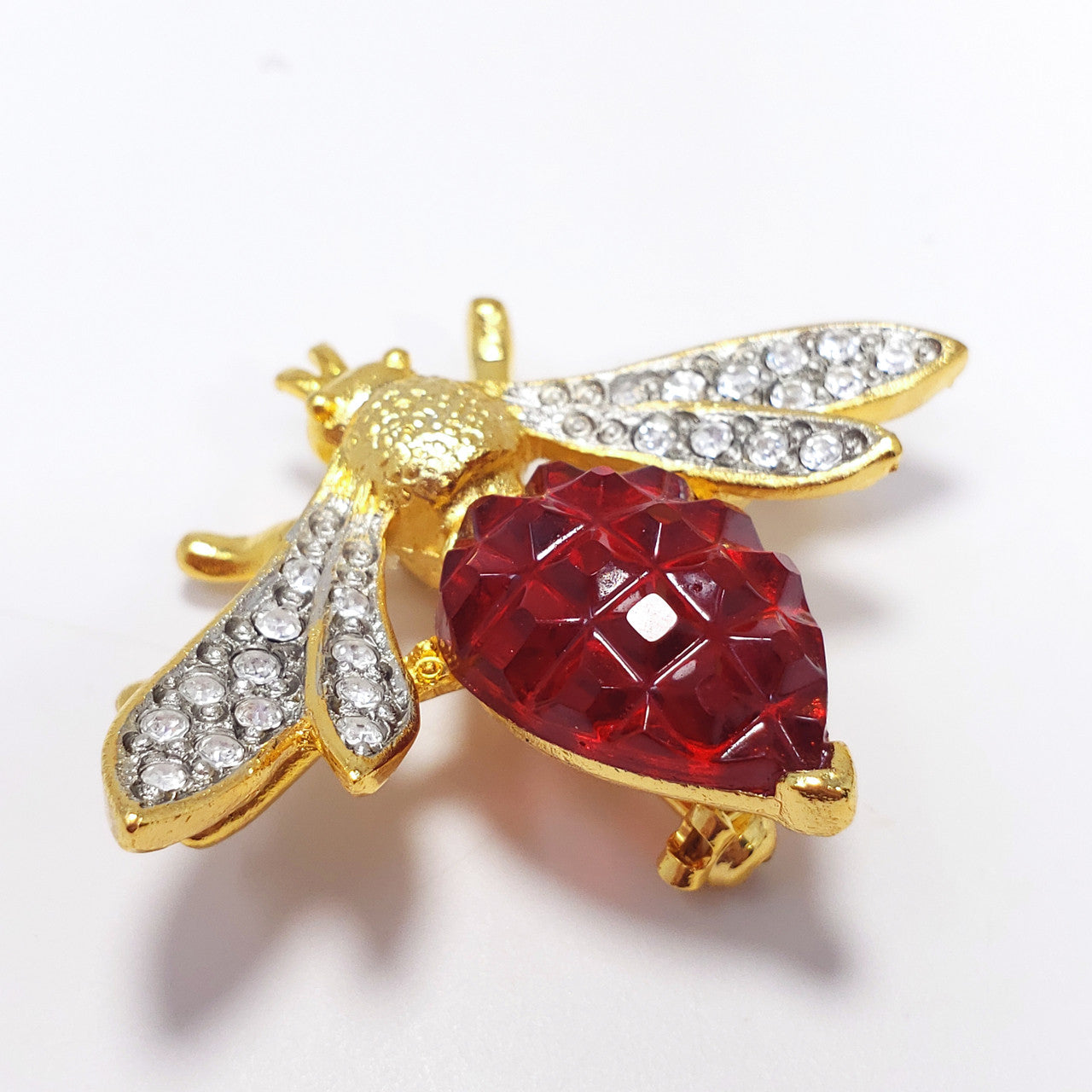 KJL Kenneth Jay Lane Wasp Fly Insect Pin Brooch w Faceted and Carved Crystals