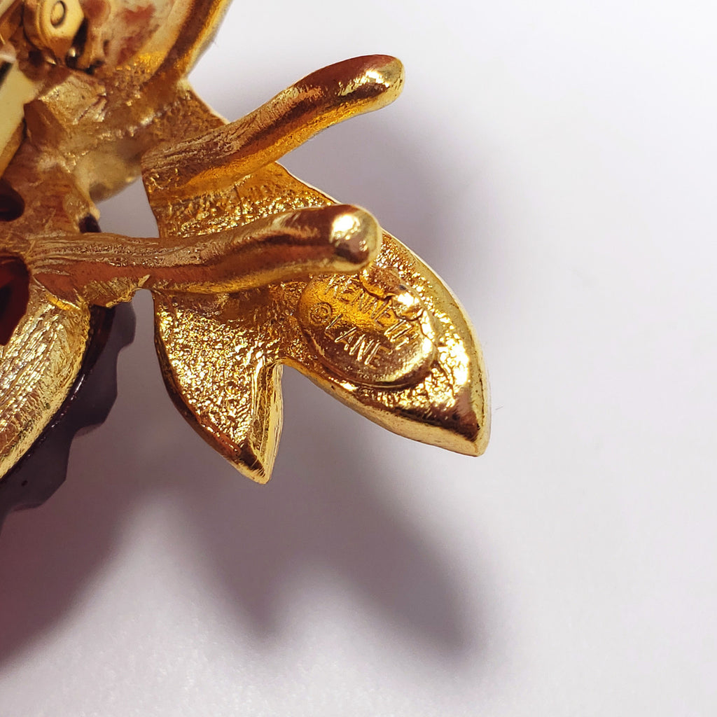 KJL Kenneth Jay Lane Wasp Fly Insect Pin Brooch w Faceted and Carved Crystals
