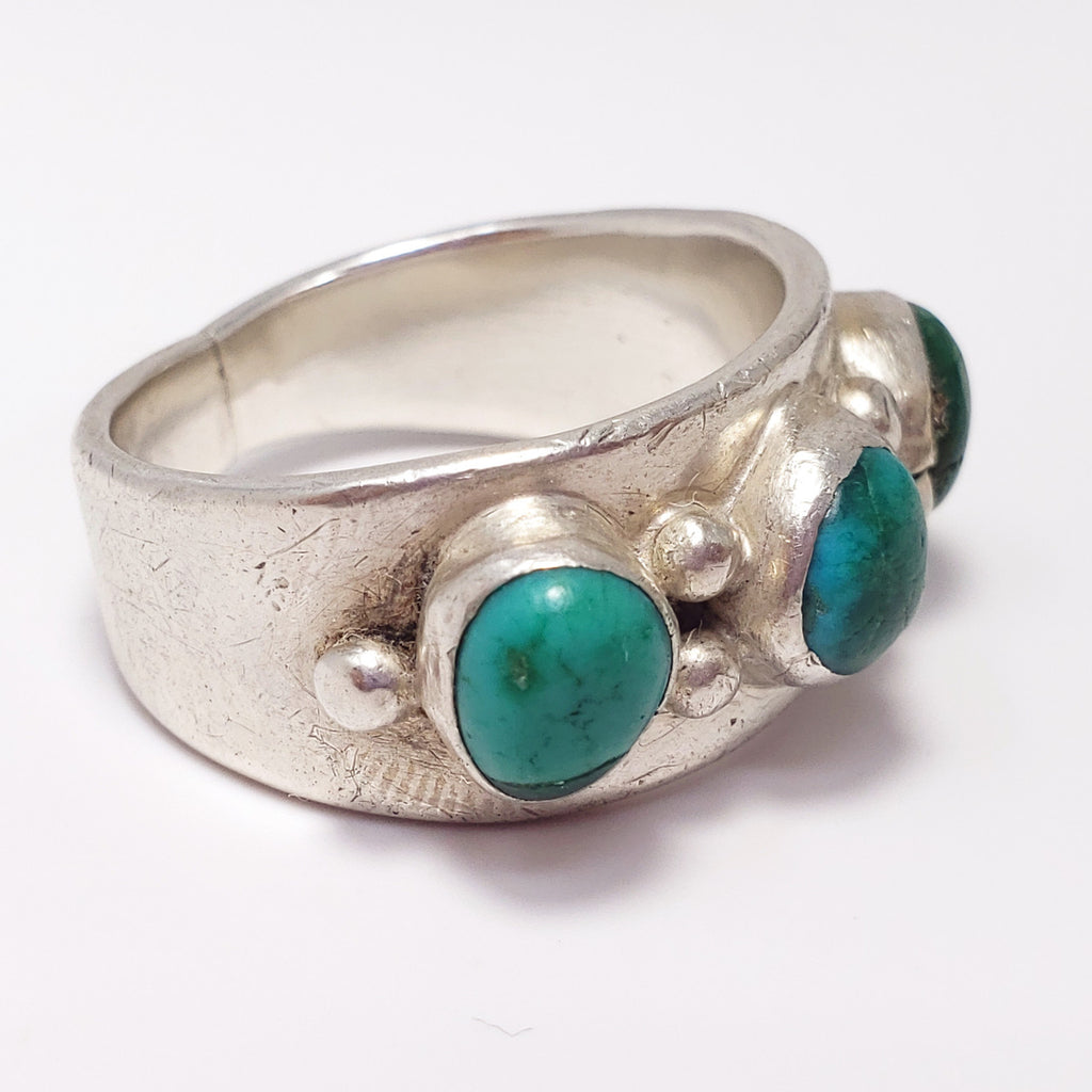 Vintage Navajo Native American Turquoise Sterling Silver Men's Ring Sz 11