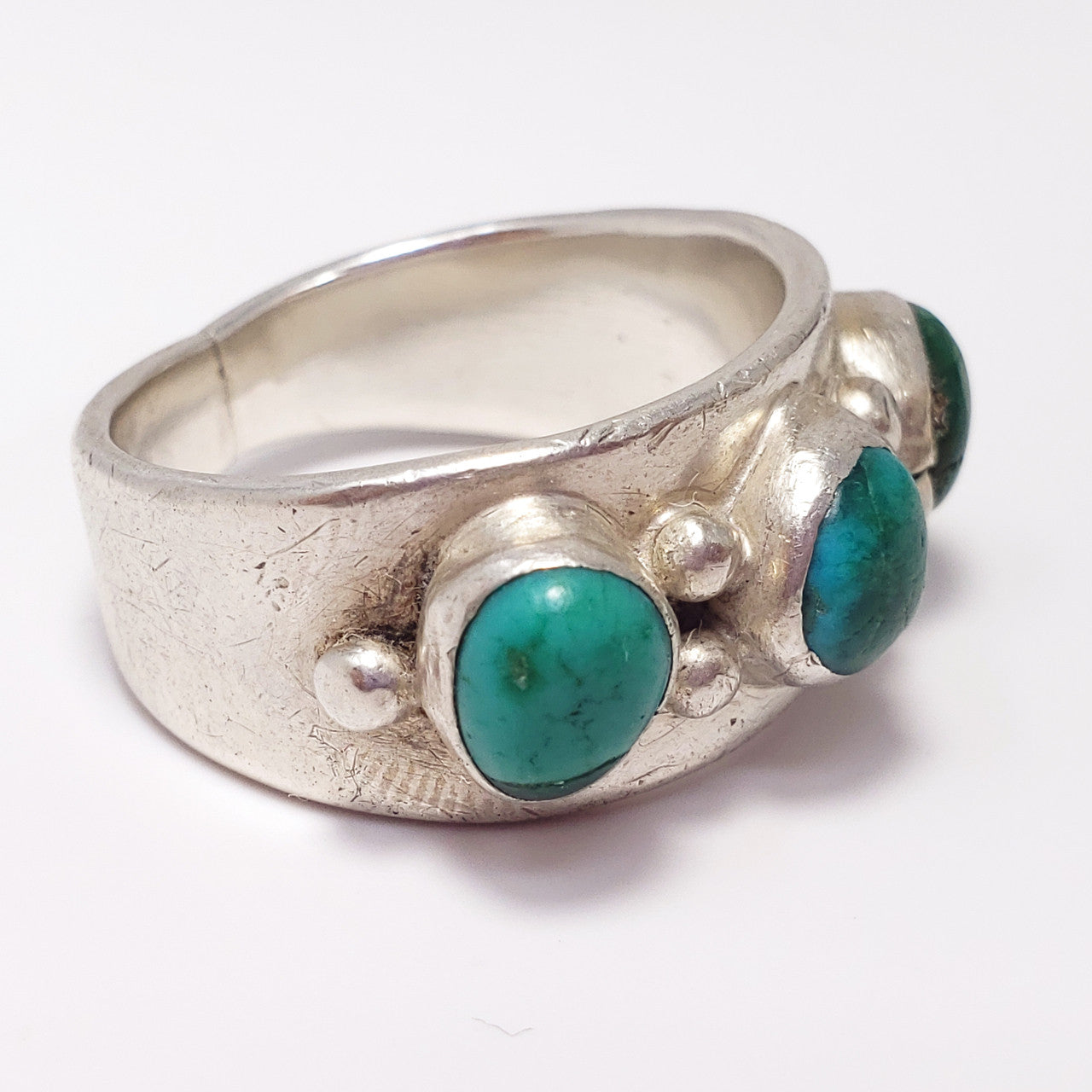 Vintage Navajo Native American Turquoise Sterling Silver Men's Ring Sz 11
