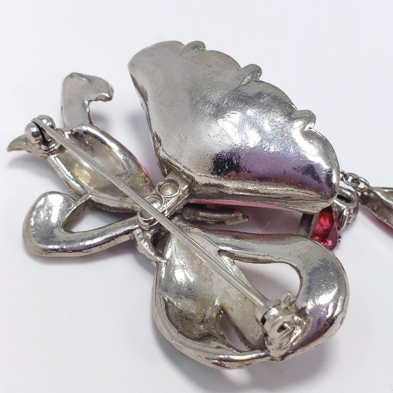 Collector's Coro "Nodders Flower" Brooch Pin with Crystals and Enamel