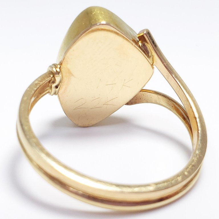Vintage Custom 2 Carat Boulder Opal on 22K and 14K Gold Cocktail Fashion Ring