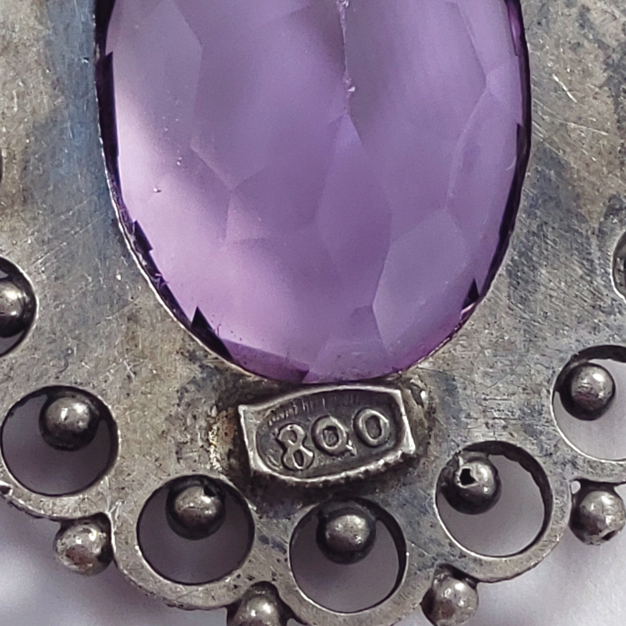Antique Victorian Genuine Amethyst 800 Silver Demi Parure Earrings Necklace