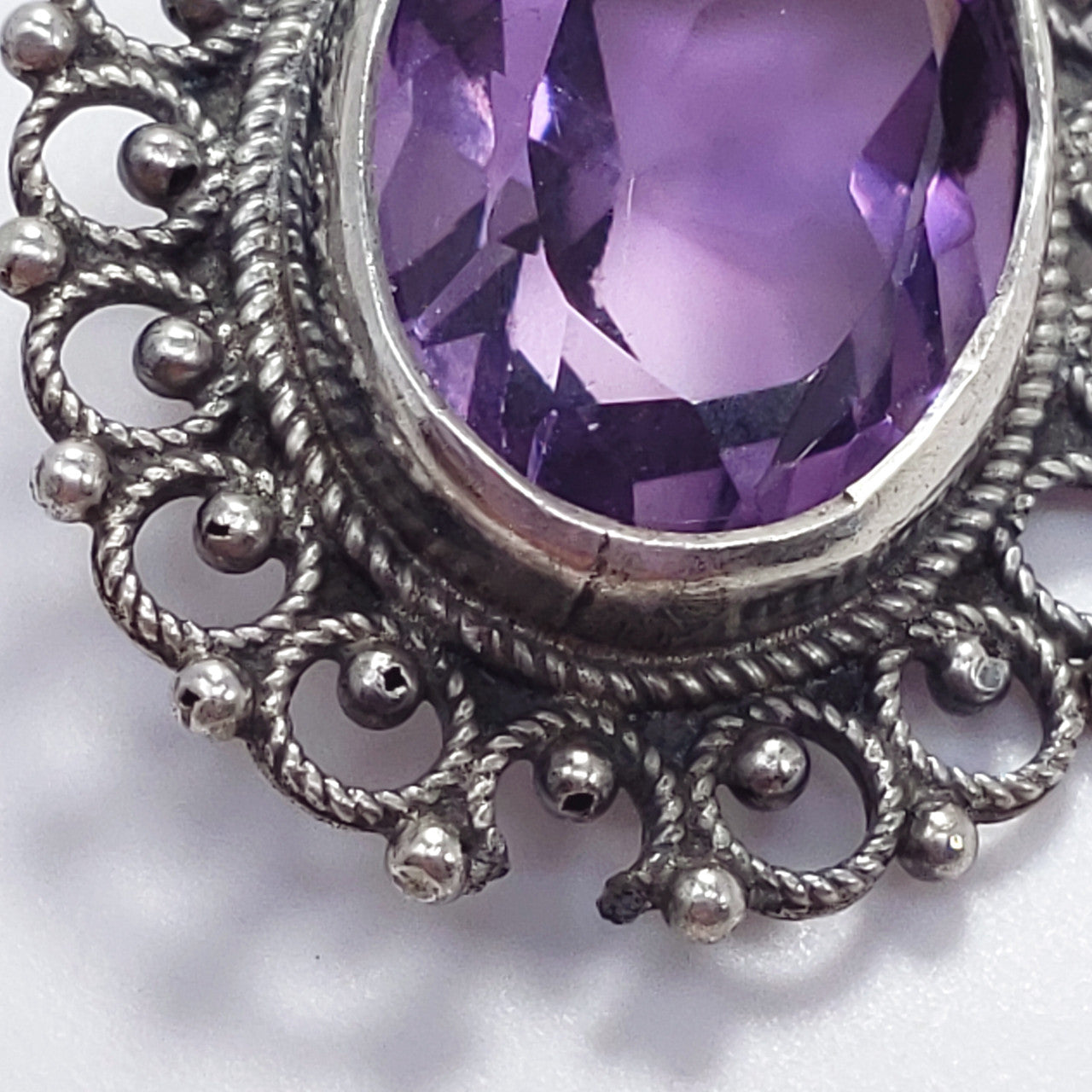 Antique Victorian Genuine Amethyst 800 Silver Demi Parure Earrings Necklace