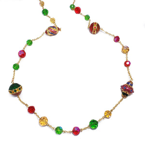 Jay Strongwater Holiday Festive Ornament Necklace with Rhinestones and Enamel