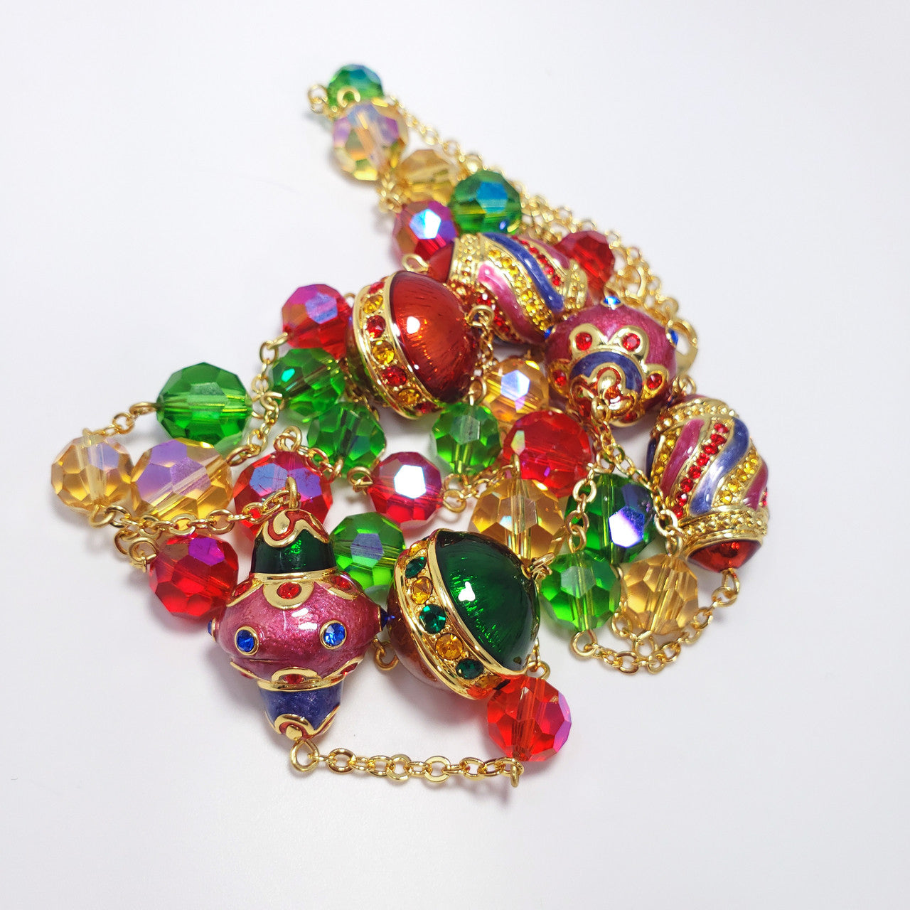 Jay Strongwater Holiday Festive Ornament Necklace with Rhinestones and Enamel
