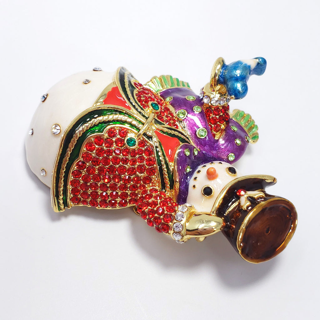 Christmas Holiday Snowman Festive Pin Brooch Jay Strongwater Rhinestone Enamel