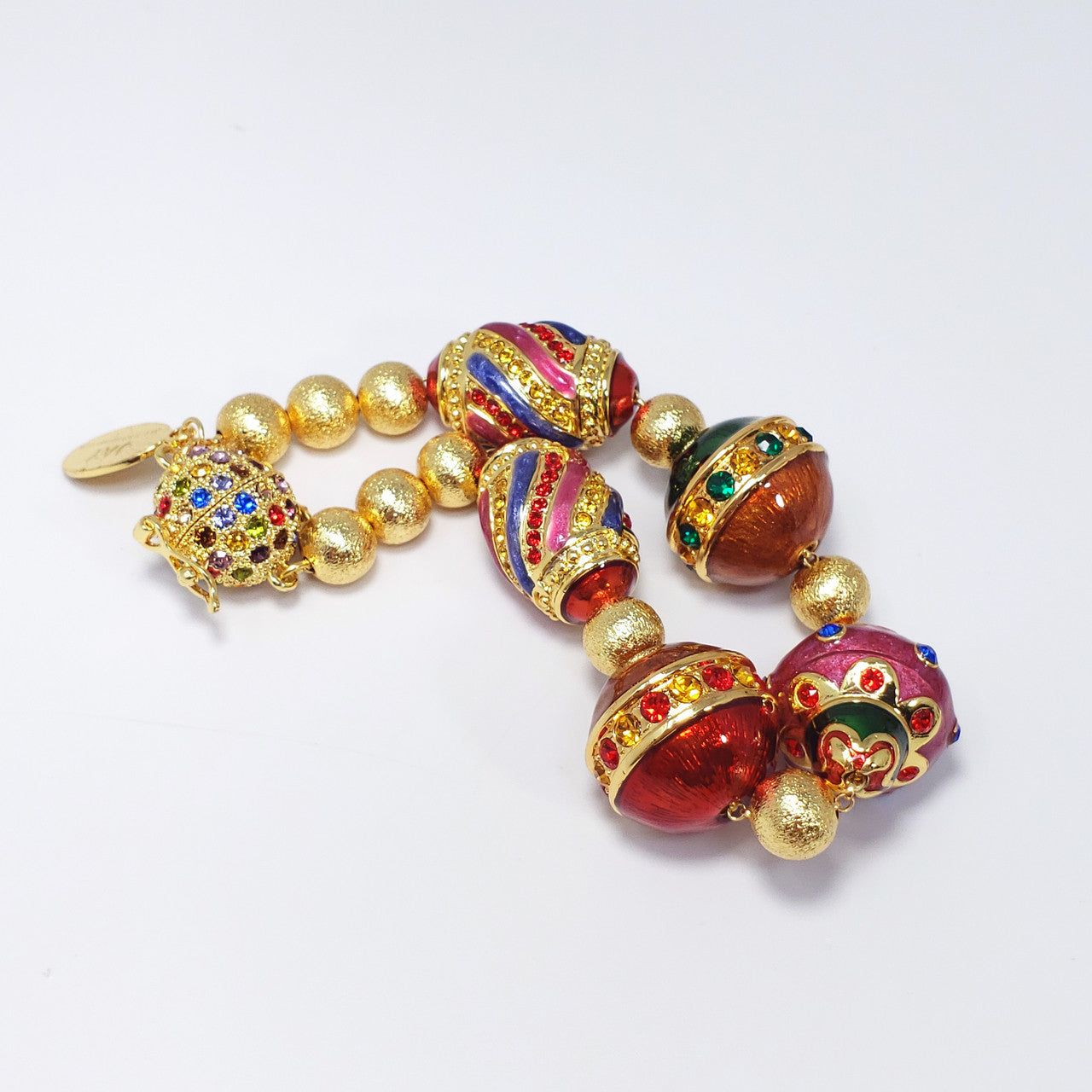 Jay Strongwater Holiday Festive Ornament Bracelet with Rhinestones and Enamel