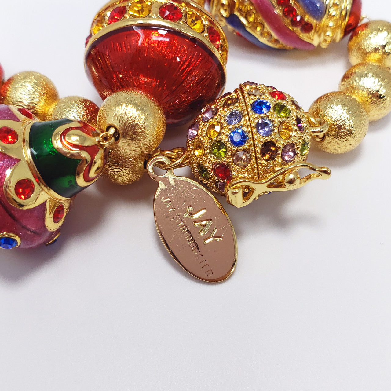 Jay Strongwater Holiday Festive Ornament Bracelet with Rhinestones and Enamel