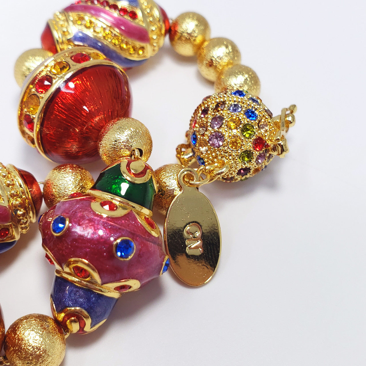 Jay Strongwater Holiday Festive Ornament Bracelet with Rhinestones and Enamel