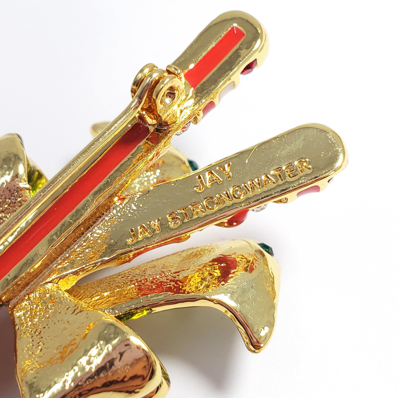 Christmas Holiday Candy Cane Festive Pin Brooch Jay Strongwater Crystal Enamel