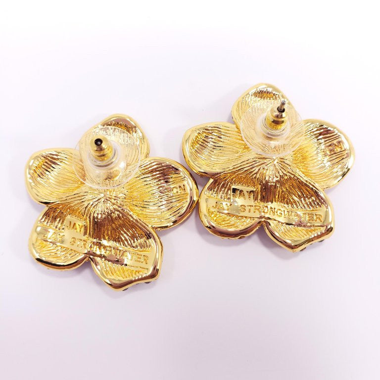 Jay Strongwater “Spring Blossom” Enamel, Crystal and Simulated Pearl Earrings