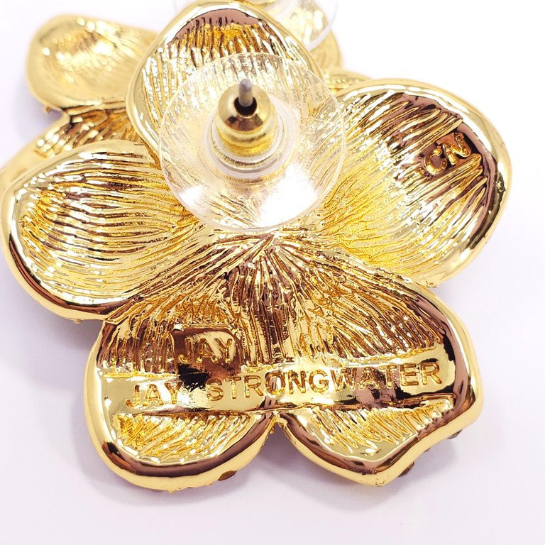 Jay Strongwater “Spring Blossom” Enamel, Crystal and Simulated Pearl Earrings