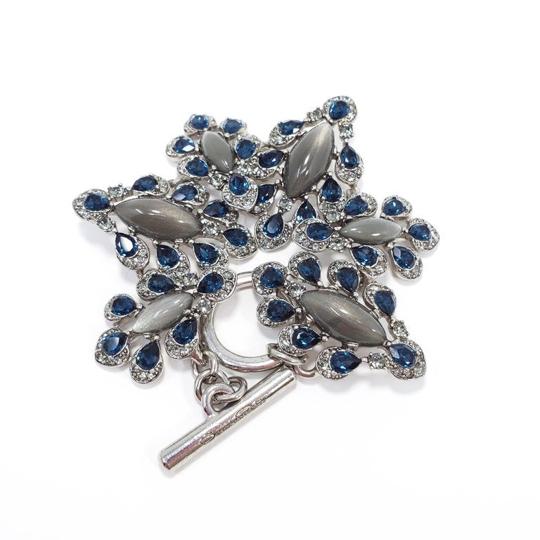 Oscar de la Renta Parlor Crystal Toggle Clasp Bracelet, Blue, Gray, Silvertone