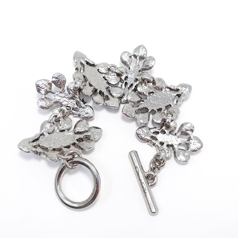 Oscar de la Renta Parlor Crystal Toggle Clasp Bracelet, Blue, Gray, Silvertone