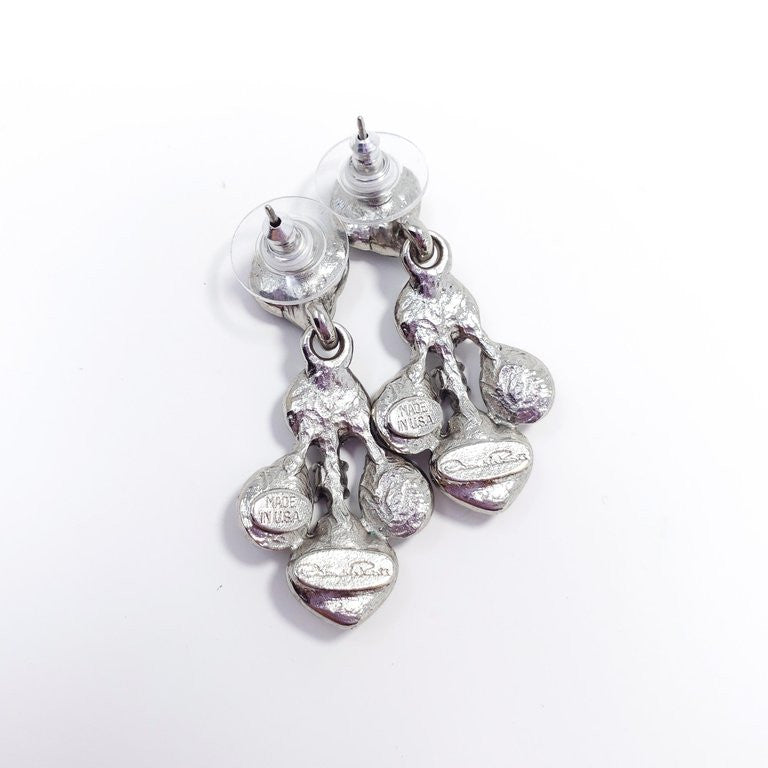 Oscar de la Renta Parlor Crystal Drop Post Back Earrings, Blue, Gray, Silvertone
