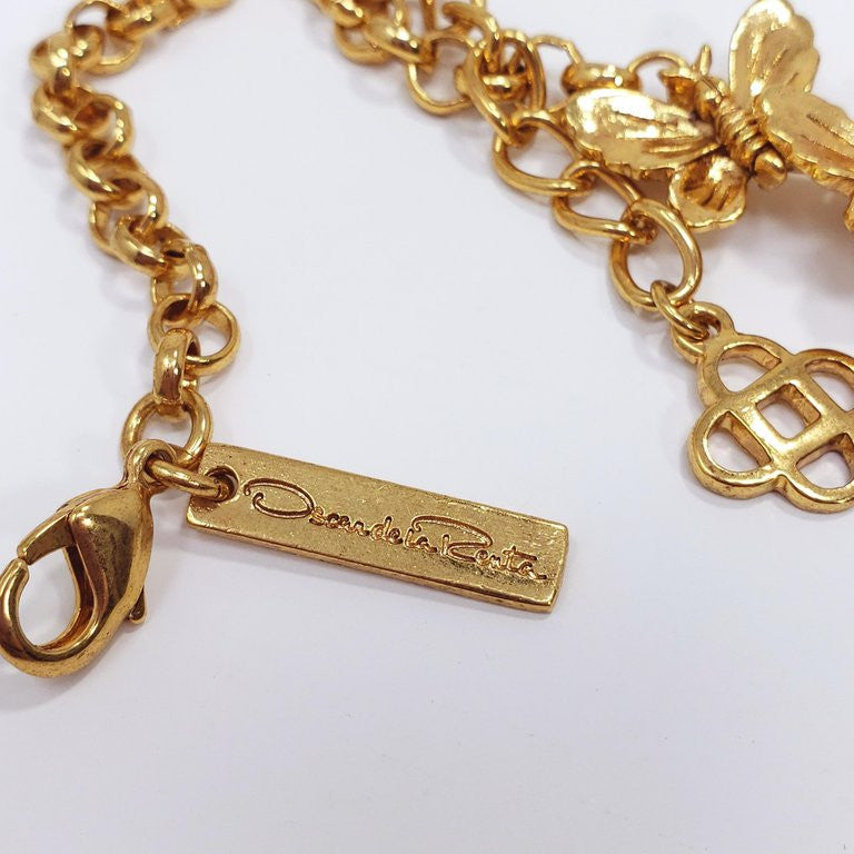 Oscar de la Renta Gold Bold Butterfly Cluster Statement Necklace