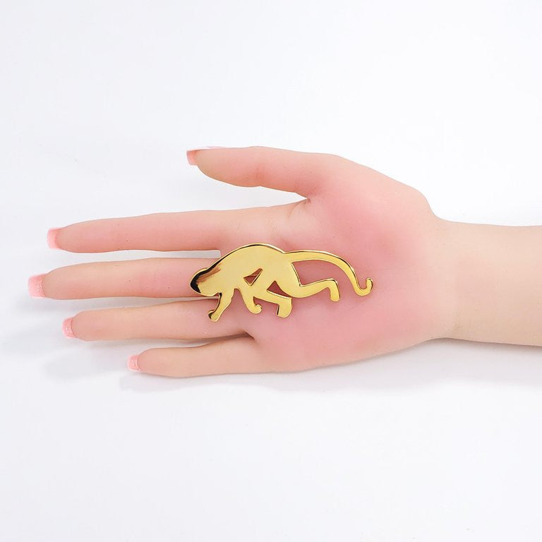 Oscar de la Renta Gold-Tone Brass Monkey Brooch, Pin