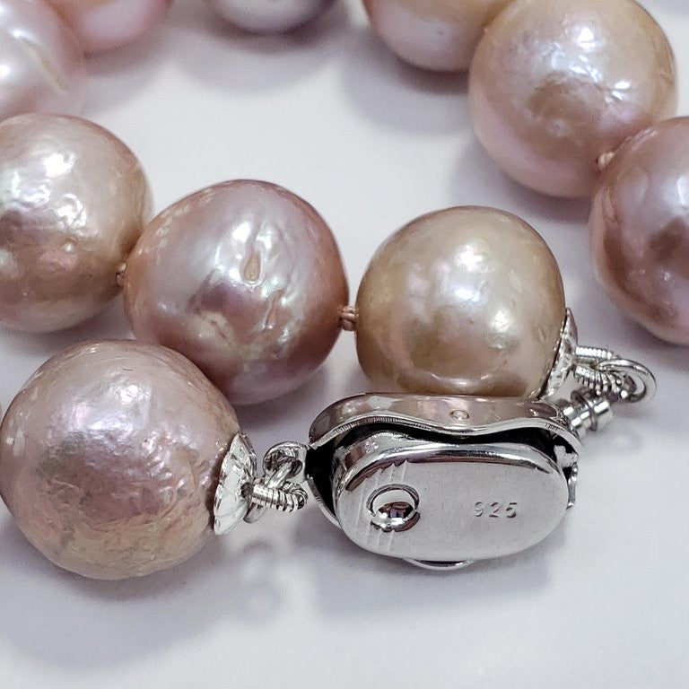 South Sea Graduated Baroque Pearl Long Necklace, Sterling Silver Clasp, 98cm