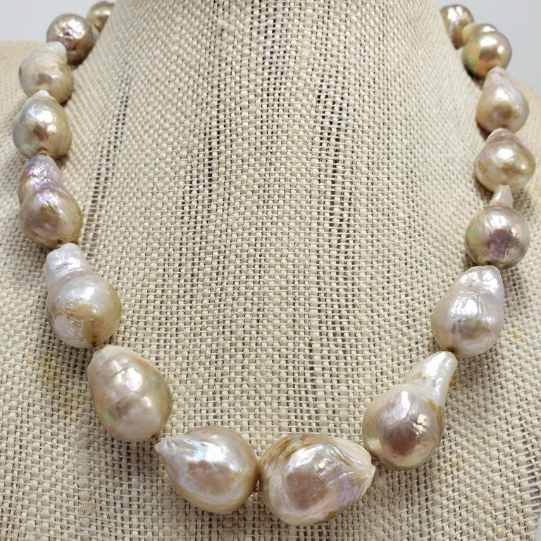 South Sea Baroque Pearl Necklace with Silver S Clasp, 45cm