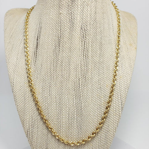 14 Karat Yellow Gold Twisted Textured Rope Simple Chain, 7.3g