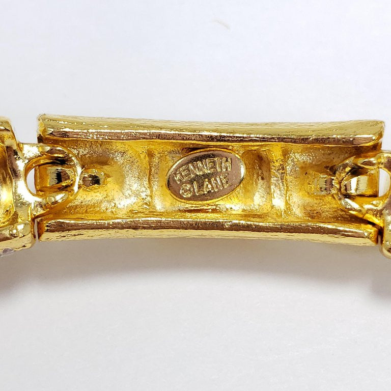 Kenneth Jay Lane Link Blue and White Crystal Bracelet in Gold