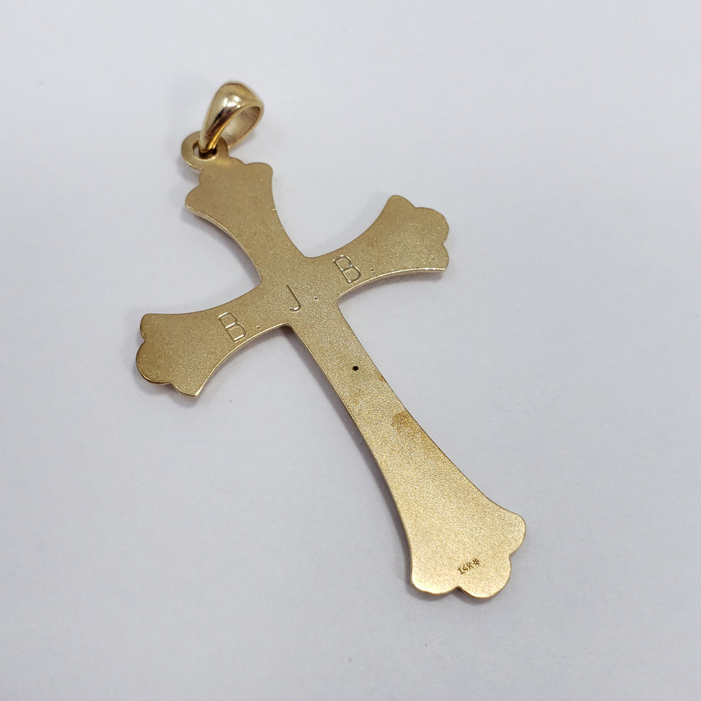 14K Yellow Gold Accented Cross Pendant, marked 14K, BJB