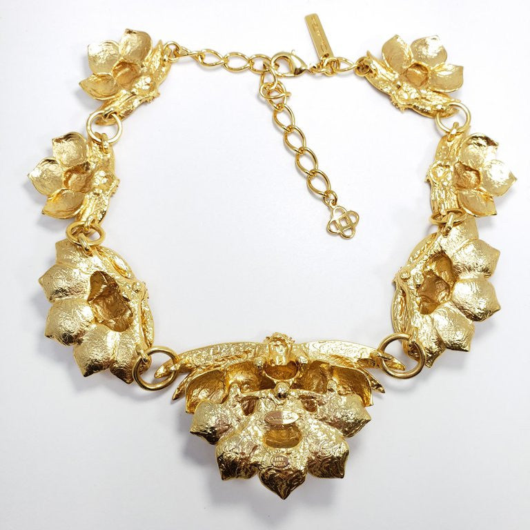 Oscar de la Renta Bold Gold Petal Flower Link Necklace