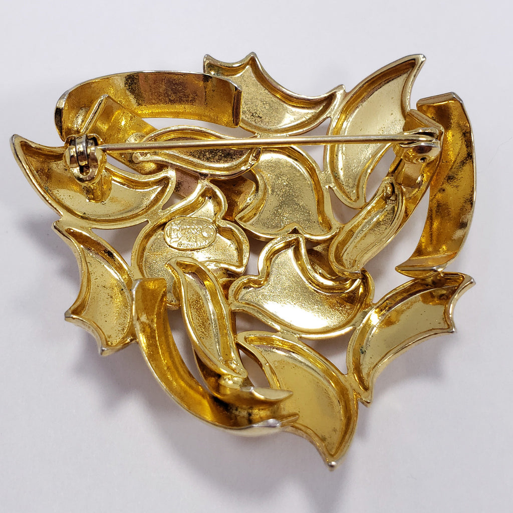 Vintage Signed Grosse Germany 1971 Gold Brooch Pin Henkel & Grosse Dior Jewelry