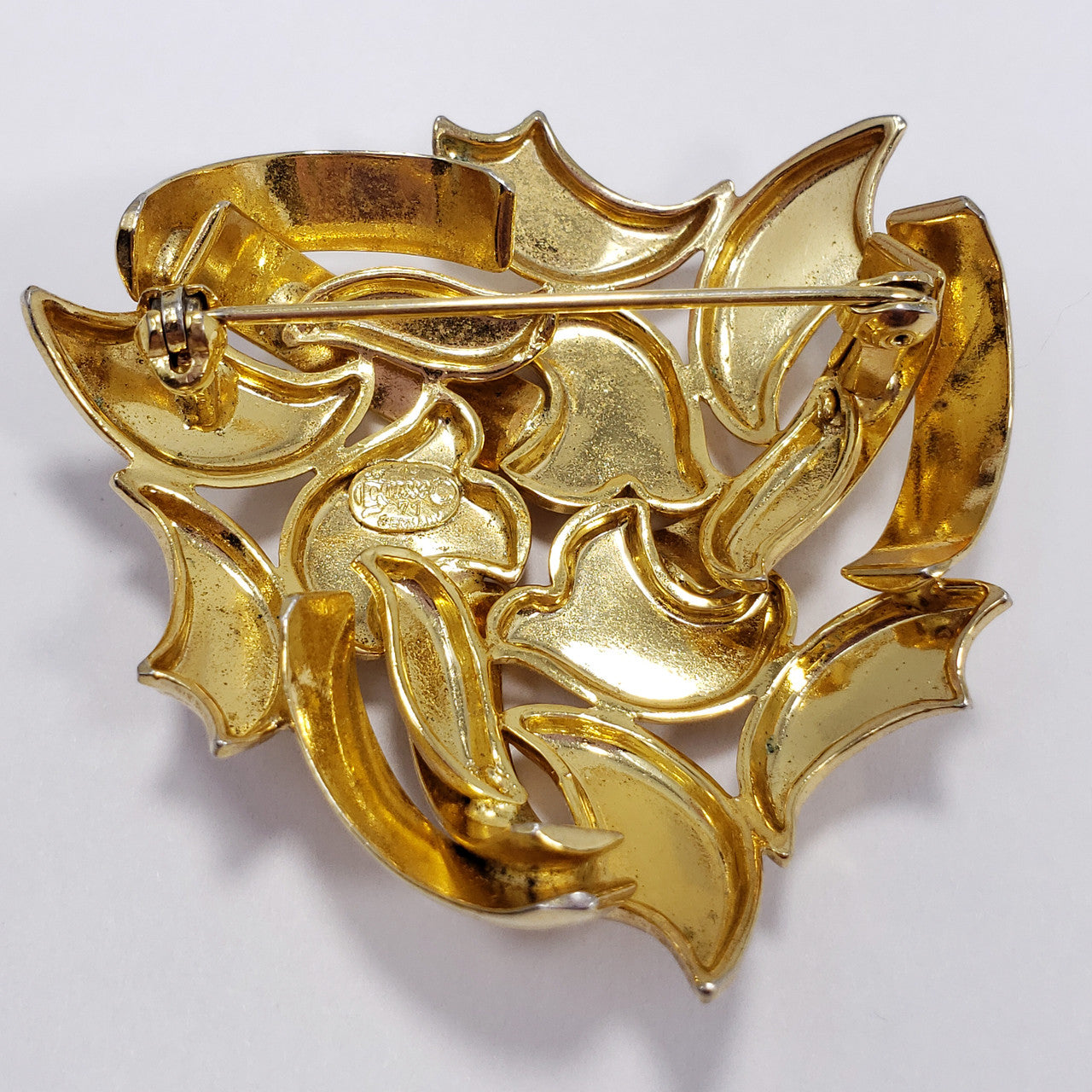 Vintage Signed Grosse Germany 1971 Gold Brooch Pin Henkel & Grosse Dior Jewelry