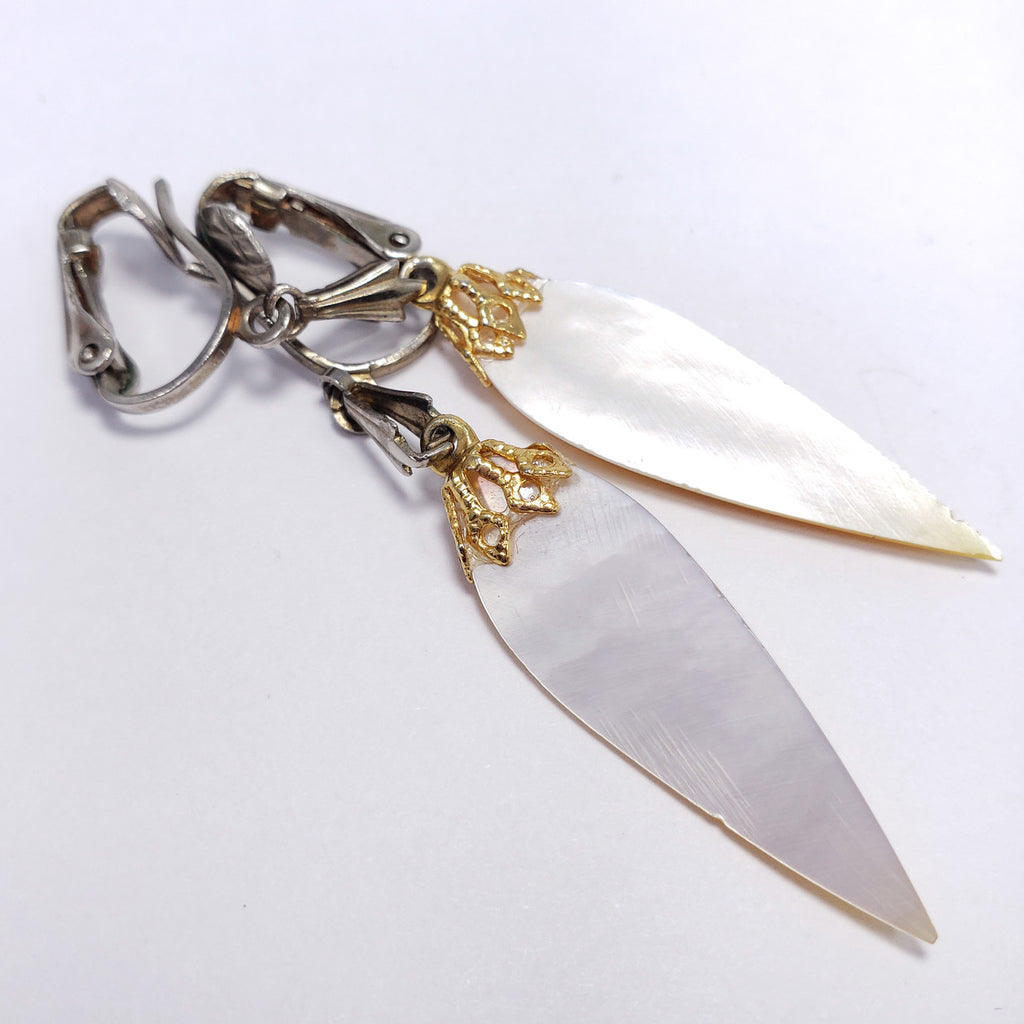 Dangling Clip On Earrings with Pointed Faceted Translucent Yellow Resin Accents
