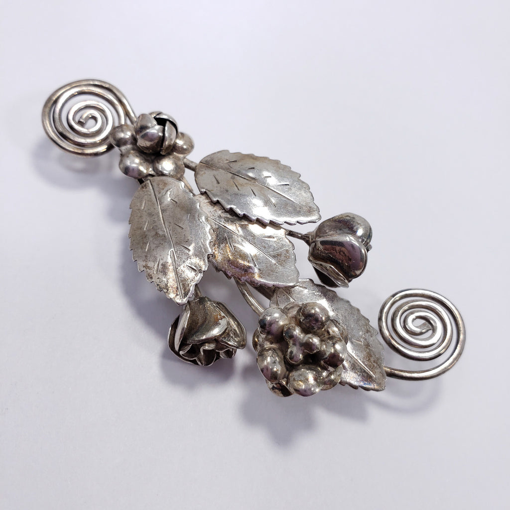 Hobe Sterling Silver Patented Pin Brooch Floral Bouquet Cluster