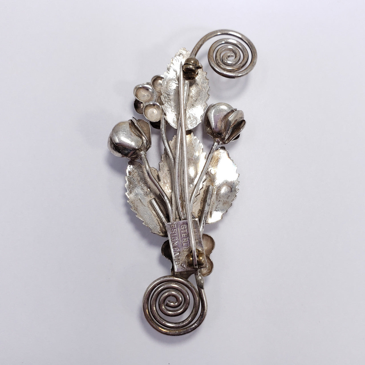 Hobe Sterling Silver Patented Pin Brooch Floral Bouquet Cluster