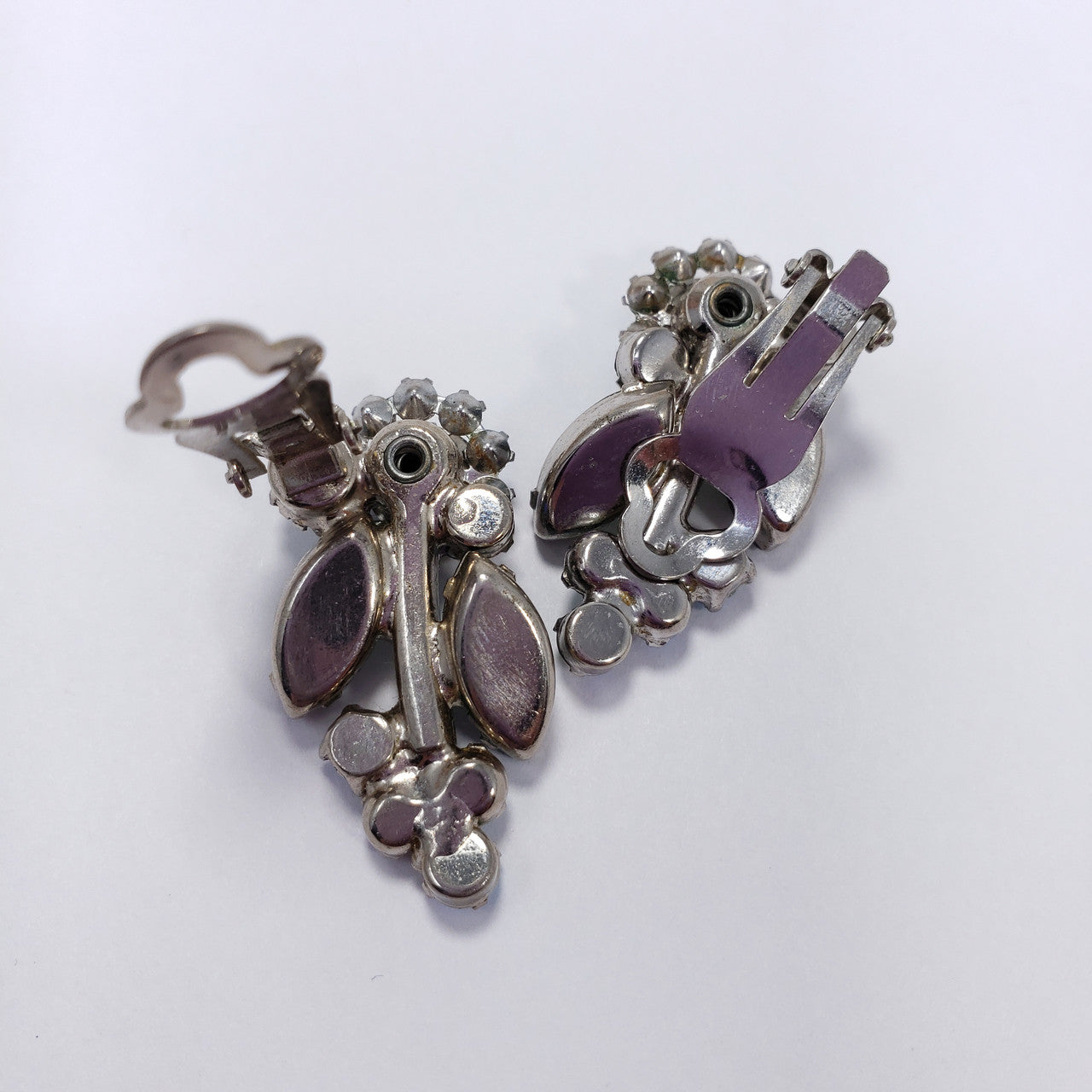 Juliana DeLizza & Elster Large Green Leaf in Silver Tone Clip On Earrings
