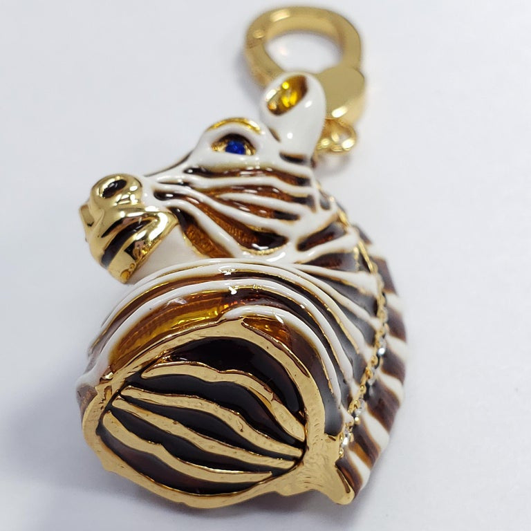 Jay Strongwater Zebra Charm, Painted White and Brown Enamel with Crystal Accents