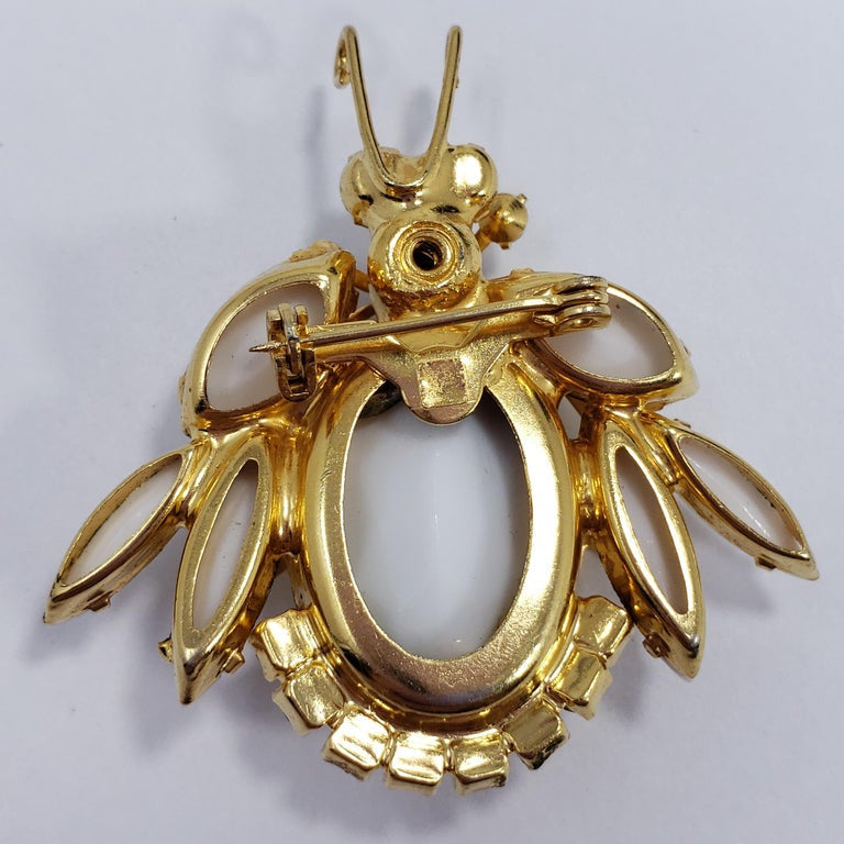 Juliana DeLizza & Elster Aurora Borealis and White Crystal Bug Insect Pin Brooch