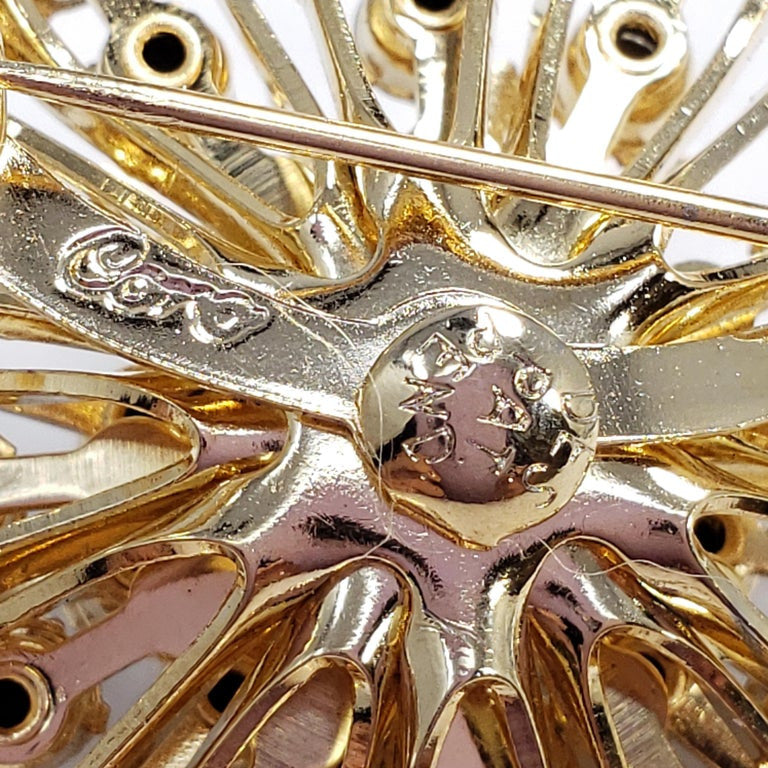 Coro Clear Crystal Gold Tone Flower Collector's Pin Brooch, Vintage, Mid 1900s