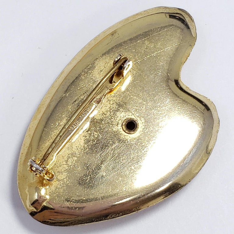 Painting Easel Motif Pin Brooch with Aurora Prong Set Borealis Crystals in Gold