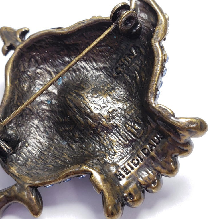 Heidi Daus "My Cup of Tea" Pave Clear and Blue Crystal Teapot Pin Brooch