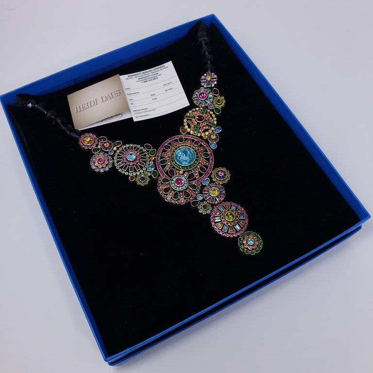Heidi Daus Embellished Kaleidoscope Flower Crystal Large Pendant Necklace