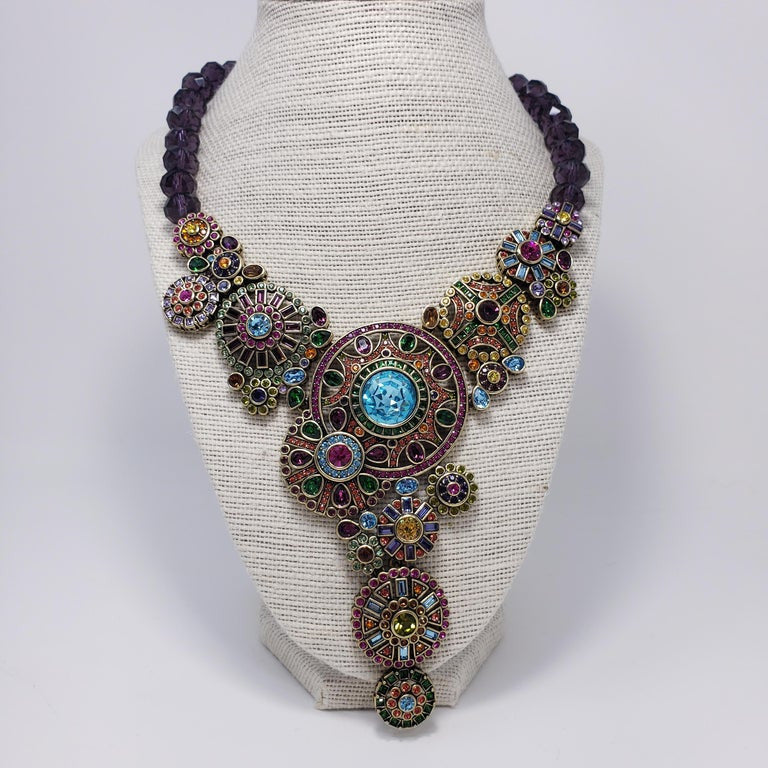 Heidi Daus Embellished Kaleidoscope Flower Crystal Large Pendant Necklace