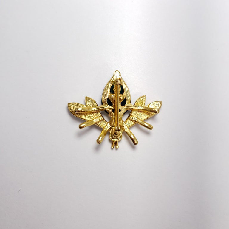 KJL Kenneth Jay Lane Wasp Fly Insect Pin Brooch  Faceted and Carved Crystals