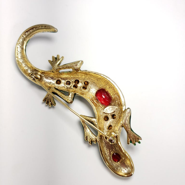 KJL Kenneth Jay Lane Embellished Jeweled Ruby and Green Salamander